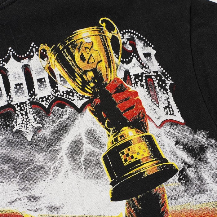 Front Thunder Effect Skeleton Racer Portrait Graphic Back Race Track Champion Driver Trophy Oversized T-Shirt 29338328