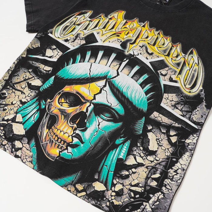 Front Broken Statue Skull Portrait Graphic Back Distressed Crack Background Bold Colorful Letter Slogan Oversized T-Shirt 2 colors 29338198