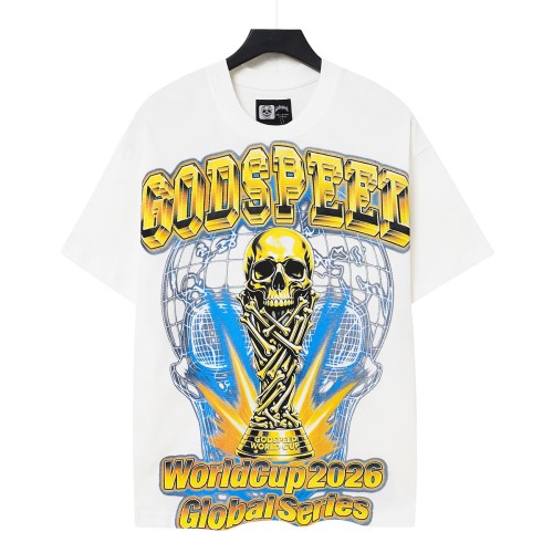 Front Golden Skull Trophy World Map Gothic Text Print Back International Team Flags Bold Gradient Font T-Shirt 2 colors 29338219