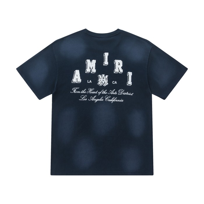Vintage Luxury High Street Front Dual Chest Letter Script Back Large Cracked Amiri Letter Print Oversized Fit Washed Tee 3 colors 29340861