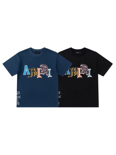 Varsity Streetwear Front Multi Color Patchwork Gothic Letter Print Side Vertical Small Text Graphic tee 2 colors 28748564