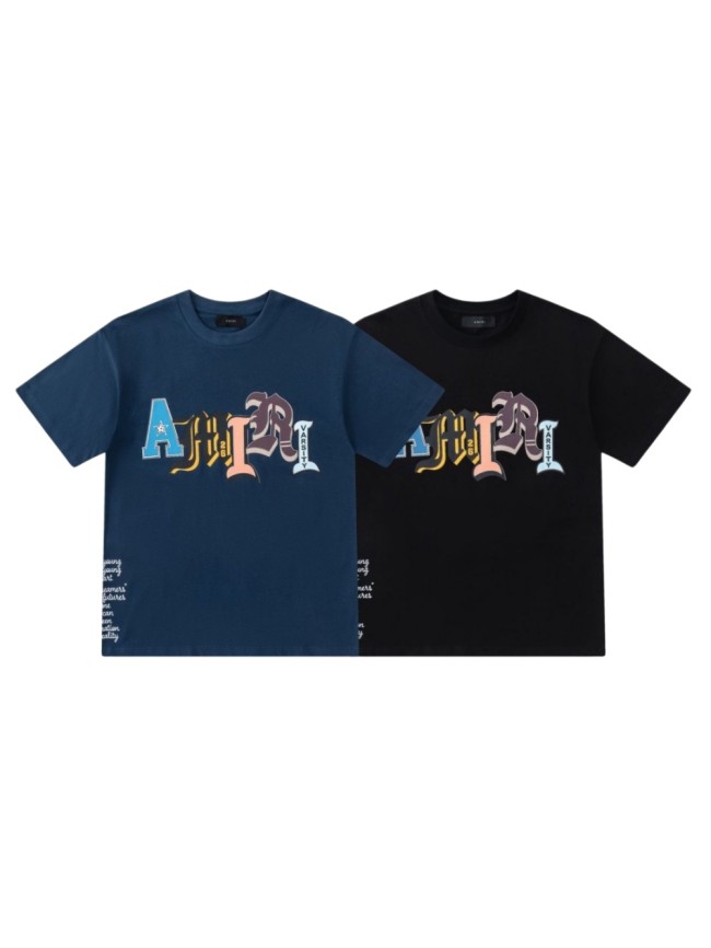 Varsity Streetwear Front Multi Color Patchwork Gothic Letter Print Side Vertical Small Text Graphic tee 2 colors 28748564