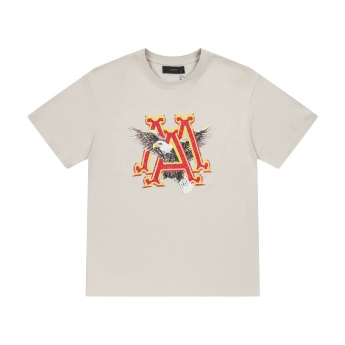 Gothic Red Gold Double MA Monogram Eagle Distressed Print Back Hollow Outline Hollywood CA Letter Tee 2 colors 29340996