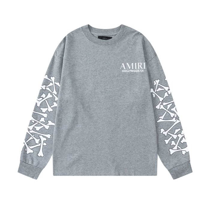 Vintage Streetwear Front Chest Brand Letter Print Full Sleeve Cross Bone Skeleton Graphic Oversized Long Sleeve T-Shirt 2 colors 29340649