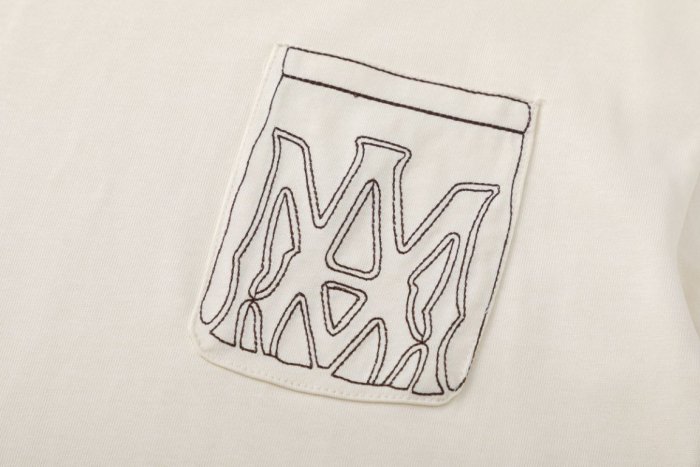 Minimal High Street Front Chest Pocket Outline Gothic Monogram Embroidery Oversized Tee 2 colors 29340802