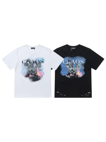Streetwear Front Chaos Three Head Dragon City Skyline Destroyed Hole Print Oversized Tee 2 colors 29340853