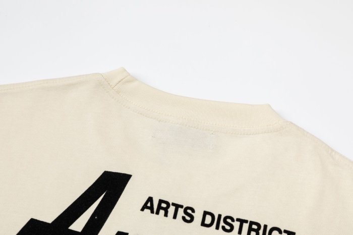 Minimal Streetwear Front Left Chest Small Handwritten Amiri Script Embroidery Back Large Arts District Cursive Letter Print Tee 3 colors 29340830
