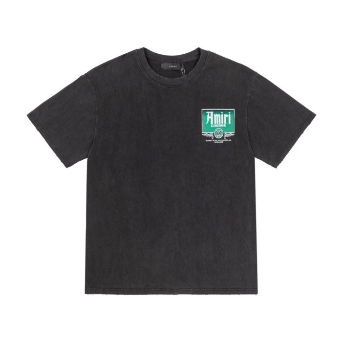 American Retro Rock Front Chest Mini Brand Label Back Big Bar Sign Print Loose Tee 29340840