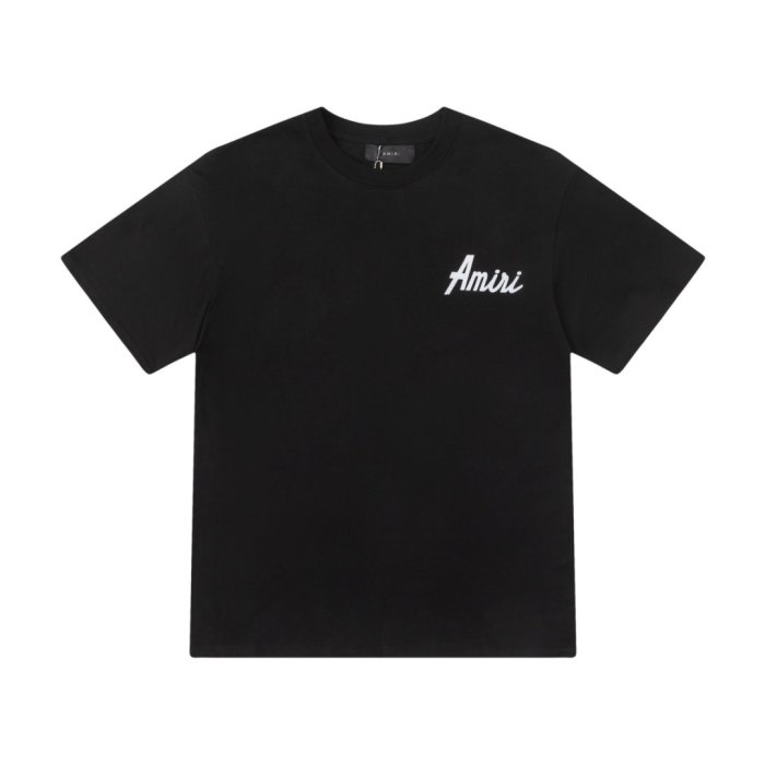 Minimal Streetwear Front Left Chest Small Handwritten Amiri Script Embroidery Back Large Arts District Cursive Letter Print Tee 3 colors 29340830