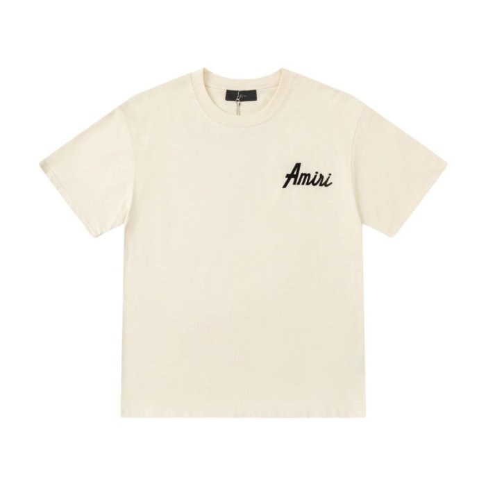 Minimal Streetwear Front Left Chest Small Handwritten Amiri Script Embroidery Back Large Arts District Cursive Letter Print Tee 3 colors 29340830