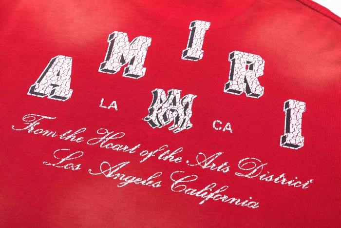 Vintage Luxury High Street Front Dual Chest Letter Script Back Large Cracked Amiri Letter Print Oversized Fit Washed Tee 3 colors 29340861