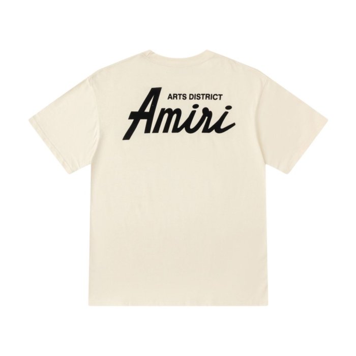 Minimal Streetwear Front Left Chest Small Handwritten Amiri Script Embroidery Back Large Arts District Cursive Letter Print Tee 3 colors 29340830