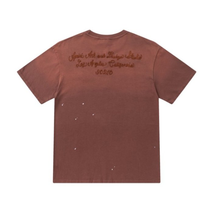 American Retro Distressed Hip Hop Front Left Chest Tone On Tone Script Logo Embroidery Back Los Angeles Studio Text Print Tee 2 colors 29340818