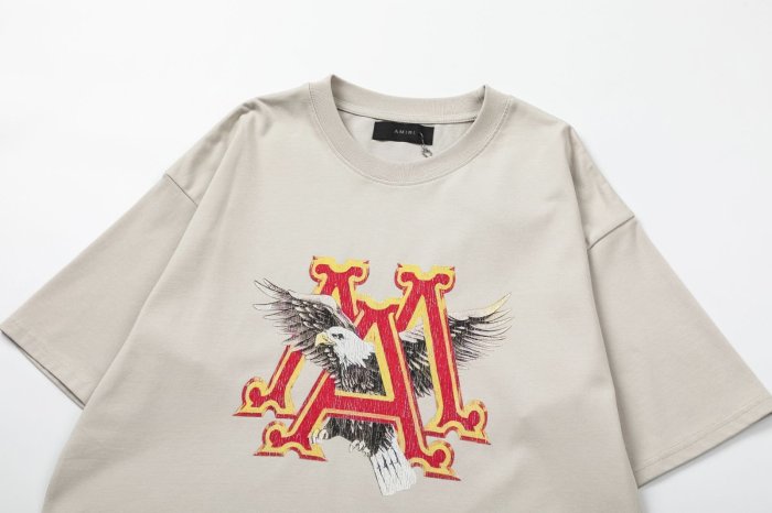 Gothic Red Gold Double MA Monogram Eagle Distressed Print Back Hollow Outline Hollywood CA Letter Tee 2 colors 29340996