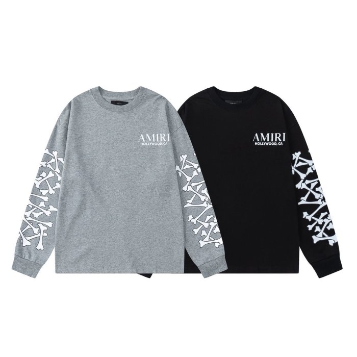 Vintage Streetwear Front Chest Brand Letter Print Full Sleeve Cross Bone Skeleton Graphic Oversized Long Sleeve T-Shirt 2 colors 29340649