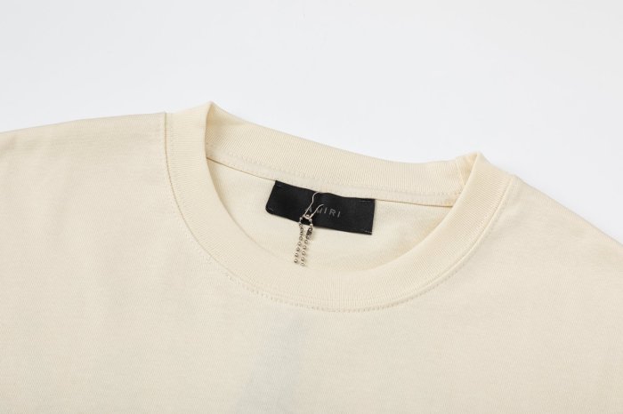 Minimal Streetwear Front Left Chest Small Handwritten Amiri Script Embroidery Back Large Arts District Cursive Letter Print Tee 3 colors 29340830