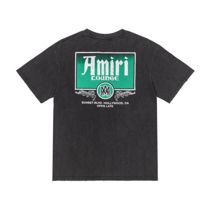 American Retro Rock Front Chest Mini Brand Label Back Big Bar Sign Print Loose Tee 29340840