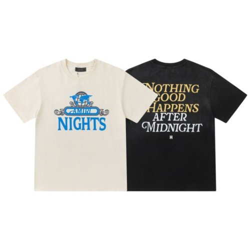 Front Blue World Frame NIGHTS Letter Print Back Gold White Midnight Quote Slogan Tee 2 colors 29340822
