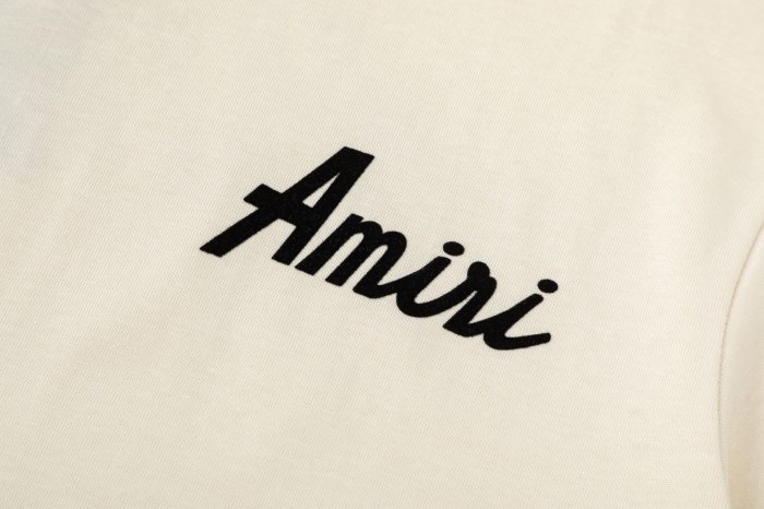 Minimal Streetwear Front Left Chest Small Handwritten Amiri Script Embroidery Back Large Arts District Cursive Letter Print Tee 3 colors 29340830
