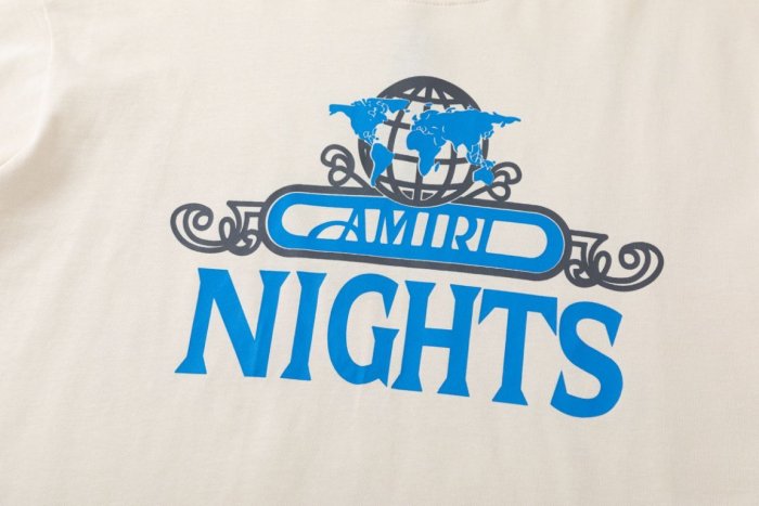Front Blue World Frame NIGHTS Letter Print Back Gold White Midnight Quote Slogan Tee 2 colors 29340822