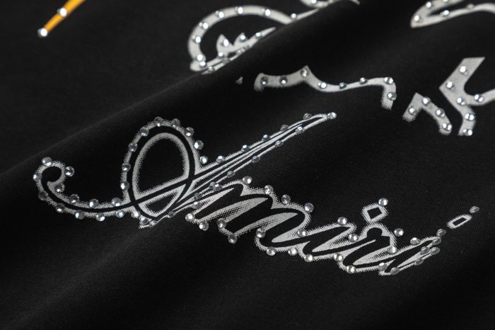 Vintage Luxury High Street Front Full Rhinestone Winged Pegasus Golden Arch Cursive Logo Oversized Tee 29340906