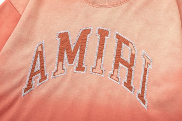 Gradient Washed Varsity Streetwear Front Curved Arch Letter Chenille Print Oversized Tee 4 colors 29340808