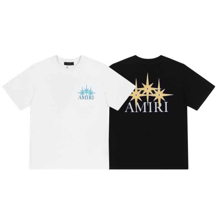 Mini Light Blue Three Pointed Star Letter Back Large Golden Triple Star Brand Logo Oversized Tee 2 colors 29341033
