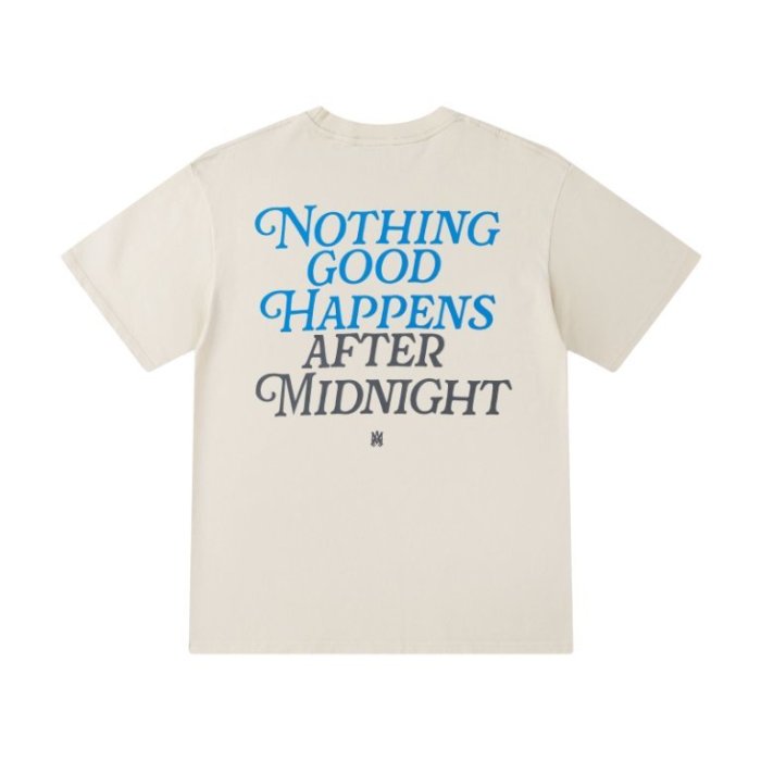 Front Blue World Frame NIGHTS Letter Print Back Gold White Midnight Quote Slogan Tee 2 colors 29340822