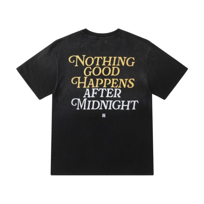 Front Blue World Frame NIGHTS Letter Print Back Gold White Midnight Quote Slogan Tee 2 colors 29340822