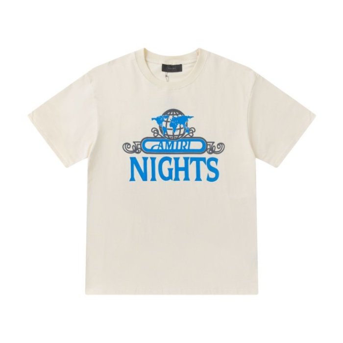Front Blue World Frame NIGHTS Letter Print Back Gold White Midnight Quote Slogan Tee 2 colors 29340822