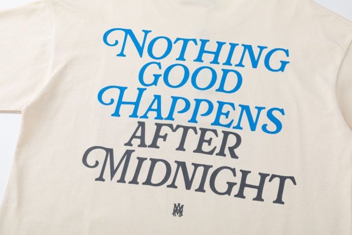Front Blue World Frame NIGHTS Letter Print Back Gold White Midnight Quote Slogan Tee 2 colors 29340822