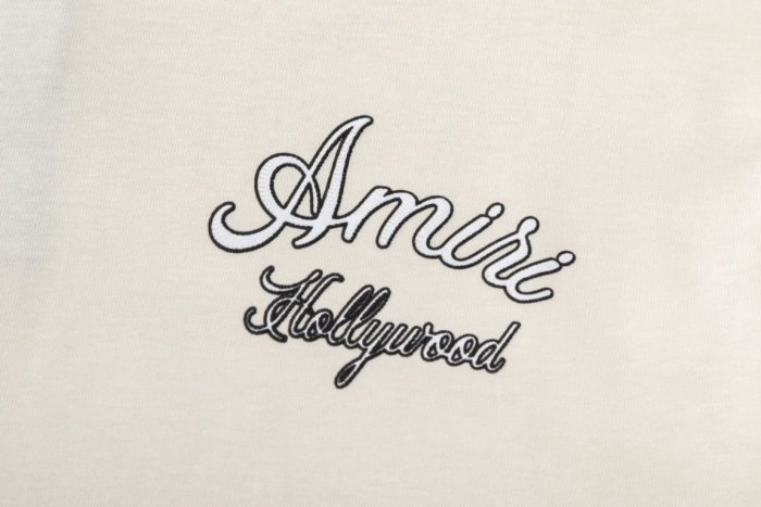 Minimal Retro Streetwear Front Left Chest Small Double Line Cursive Hollywood Embroidery Back Large Outline Script Letter Embroidery Tee 2 colors 29340812