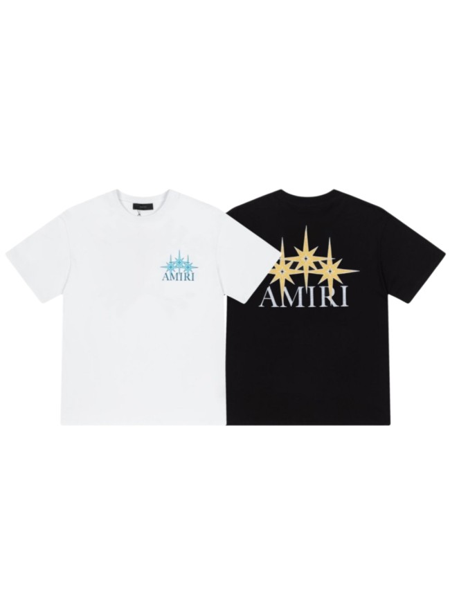 Mini Light Blue Three Pointed Star Letter Back Large Golden Triple Star Brand Logo Oversized Tee 2 colors 29341033