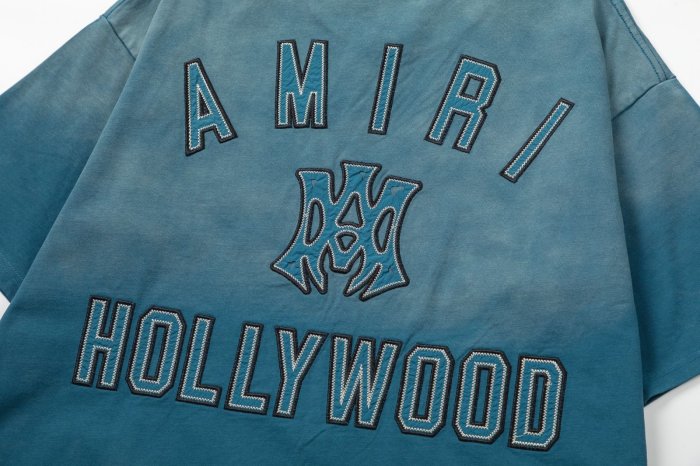 Vintage Washed Gradient Streetwear Front Tiny MA Monogram Back Outline Hollywood Letter Graphic Oversized Tee 2 colors 29340893