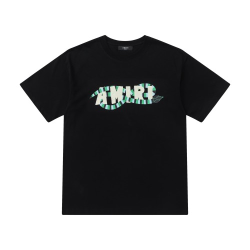 Vintage Luxury High Street Front Center Green Black Striped Snake Wrap Around Letter Oversized Tee 29341010