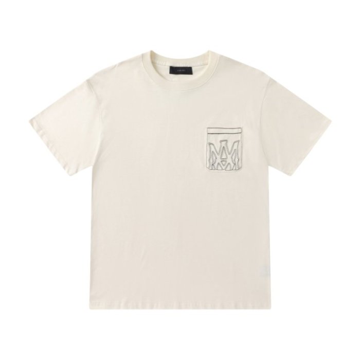 Minimal High Street Front Chest Pocket Outline Gothic Monogram Embroidery Oversized Tee 2 colors 29340802
