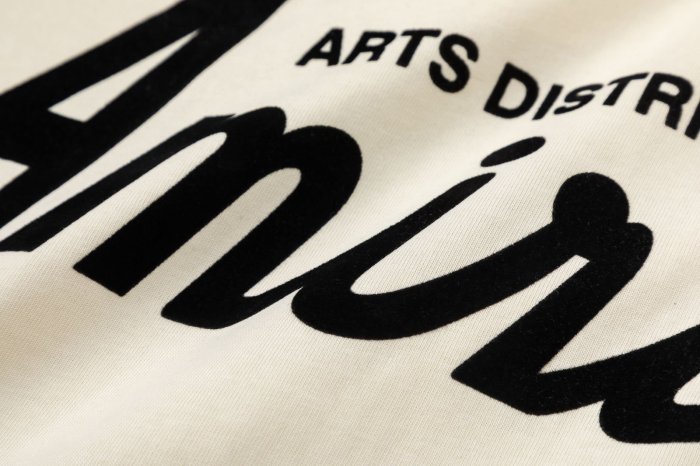 Minimal Streetwear Front Left Chest Small Handwritten Amiri Script Embroidery Back Large Arts District Cursive Letter Print Tee 3 colors 29340830