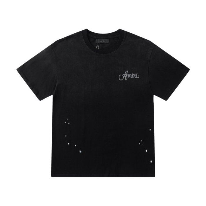 American Retro Distressed Hip Hop Front Left Chest Tone On Tone Script Logo Embroidery Back Los Angeles Studio Text Print Tee 2 colors 29340818
