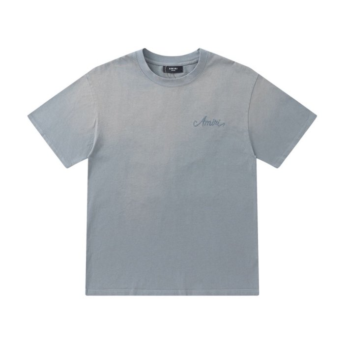 Vintage Washed Streetwear Front Chest Light Handwritten Script Embroidery Back Distressed Denim Texture Square Patch Print Tee 3 colors 29340766