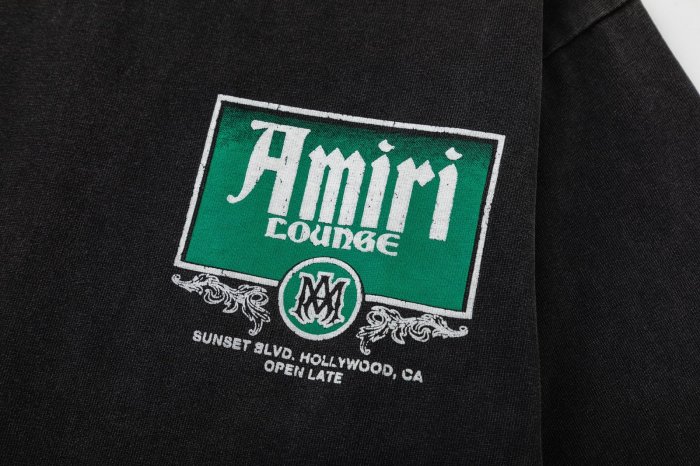 American Retro Rock Front Chest Mini Brand Label Back Big Bar Sign Print Loose Tee 29340840
