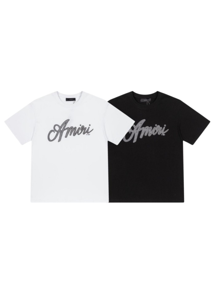 Minimal Luxury High Street Front Center Full Clear Rhinestone Cursive Signature Script Graphic Oversized Tee 2 colors 29340999