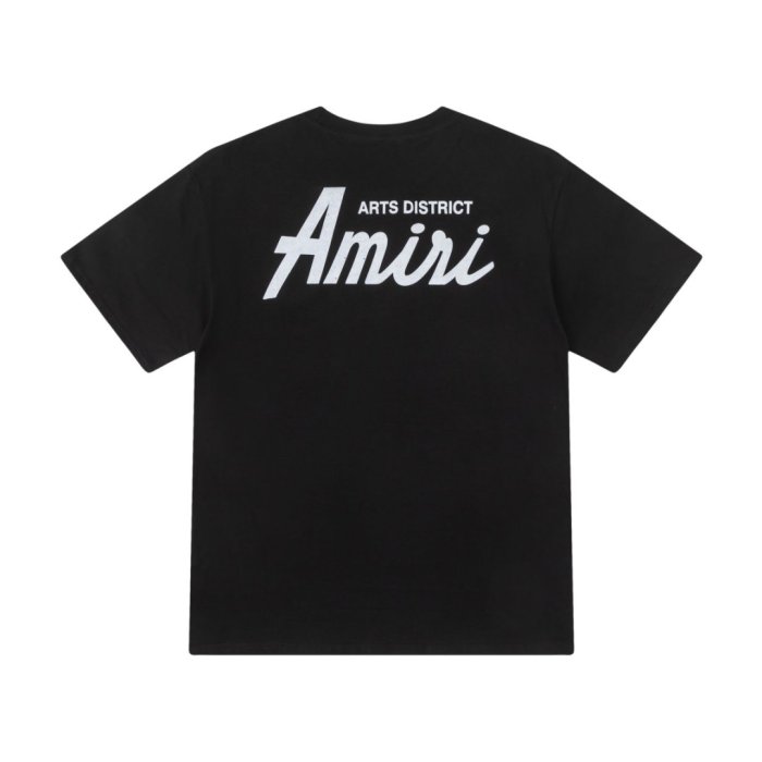 Minimal Streetwear Front Left Chest Small Handwritten Amiri Script Embroidery Back Large Arts District Cursive Letter Print Tee 3 colors 29340830