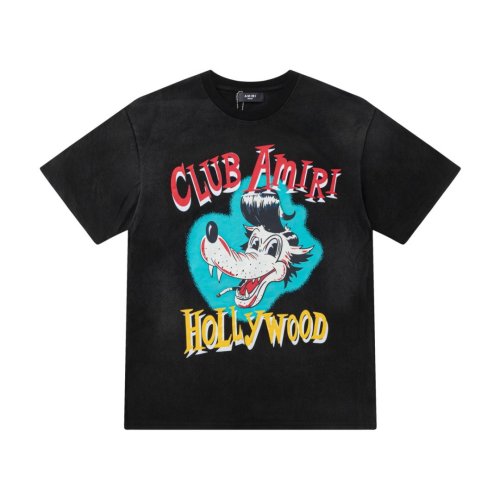 Cartoon Wolf Club Amiri Hollywood Letter Print Back Sunset Boulevard Address Phone Number Text Print Tee 29340762