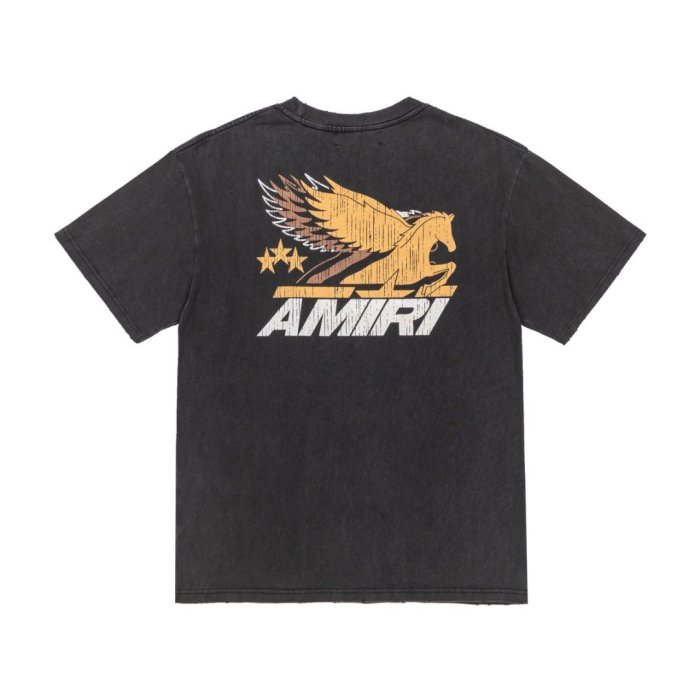 Mini Golden Winged Pegasus Three Star Back Large Retro Distressed Flying Horse Bold Letter Oversized Tee 29340978