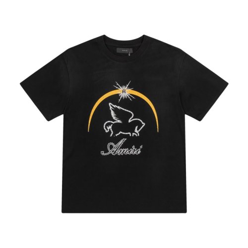 Vintage Luxury High Street Front Full Rhinestone Winged Pegasus Golden Arch Cursive Logo Oversized Tee 29340906