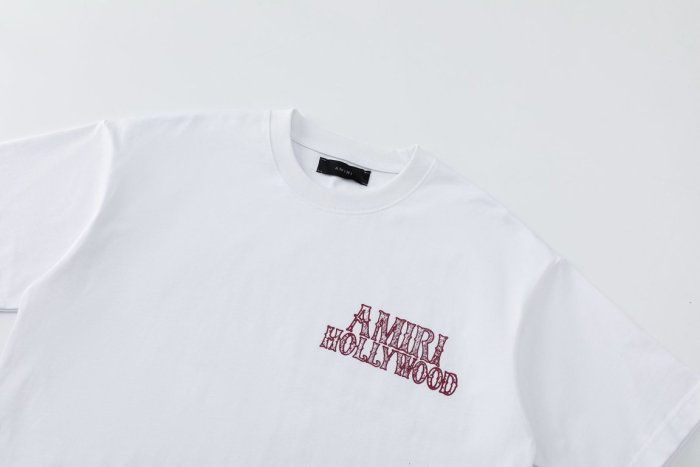 Red Crackle HOLLYWOOD Text Print Back Large Faded Gothic Letter World City List Print Oversized Tee 2 colors 29340745