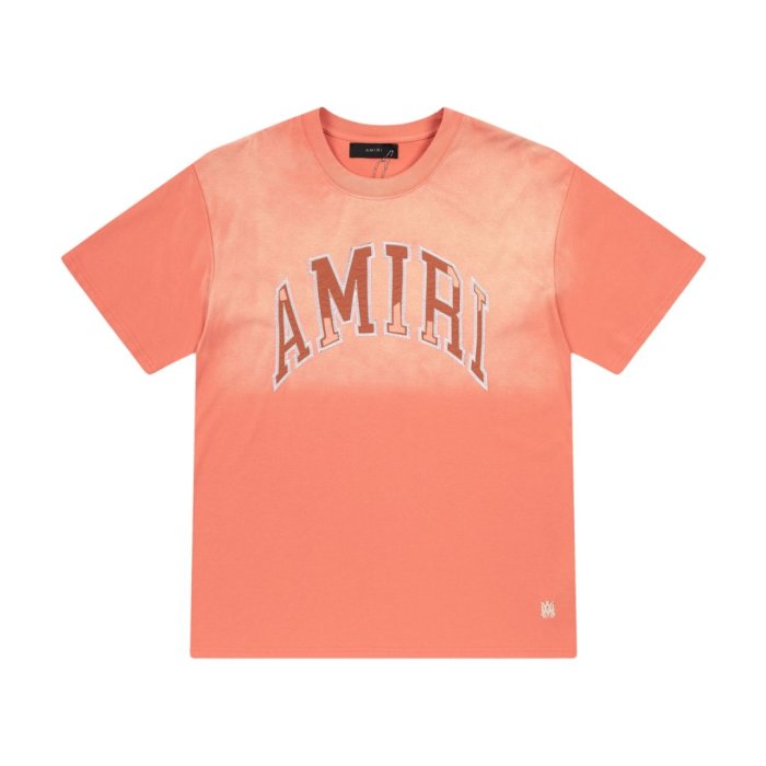 Gradient Washed Varsity Streetwear Front Curved Arch Letter Chenille Print Oversized Tee 4 colors 29340808