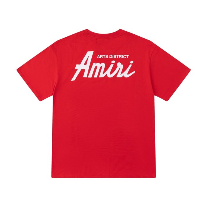 Minimal Streetwear Front Left Chest Small Handwritten Amiri Script Embroidery Back Large Arts District Cursive Letter Print Tee 3 colors 29340830