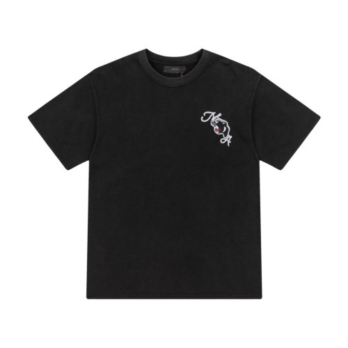 Small Silver Thread Panther Script Mark Back Full Size Growling Black Panther Embroidery Dual Side City Text Tee 29340991