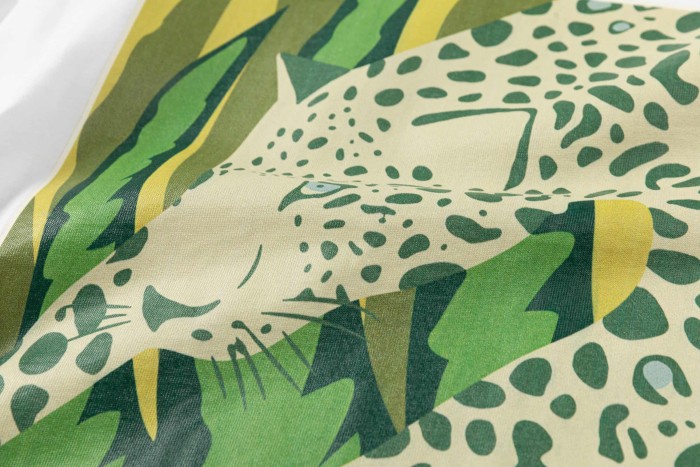 Vintage Jungle Streetwear Front Small Leopard Square Patch Print Back Large Tropical Leopard Frame Letter Graphic Tee 2 colors 29342535